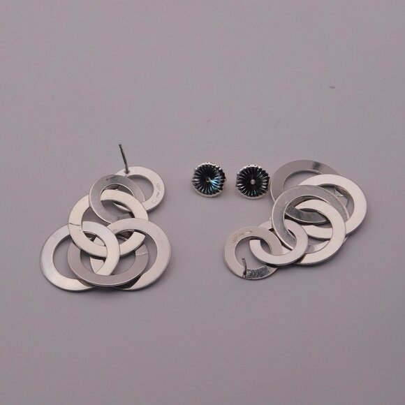 VINTAGE SILVER DROP EARRINGS - Picture 13 of 16